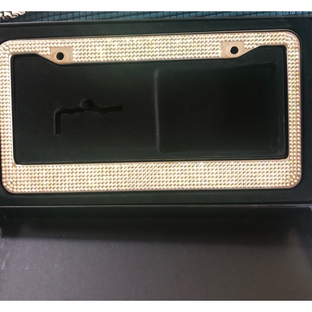 XCLPF Rhinestone Bling License Plate Frame Standard No Hardware 2PC Metal